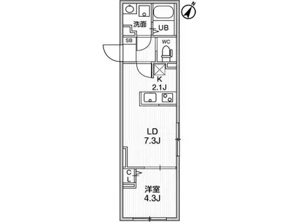 ウェルスクエアイズム千川(1LDK/4階)の間取り写真