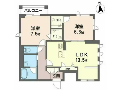 ティサージュ寺町(2LDK/2階)の間取り写真