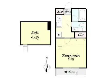 ベルフロレスタ(1K/2階)の間取り写真