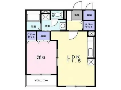 ラ・クレI(1LDK/4階)の間取り写真