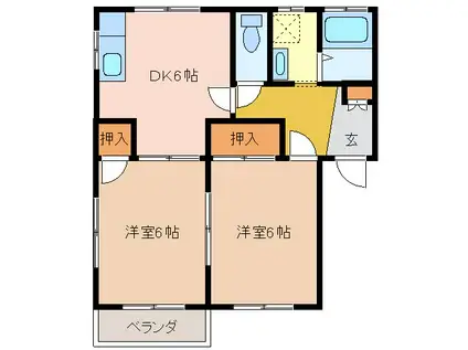 フレグランス藤原 G(2DK/2階)の間取り写真