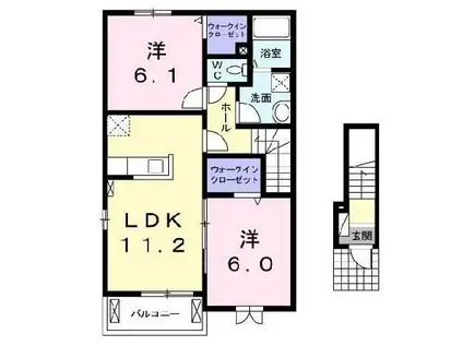 フォレスタ ヴェント(2LDK/2階)の間取り写真