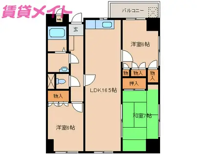 ベーシック中日(3LDK/13階)の間取り写真