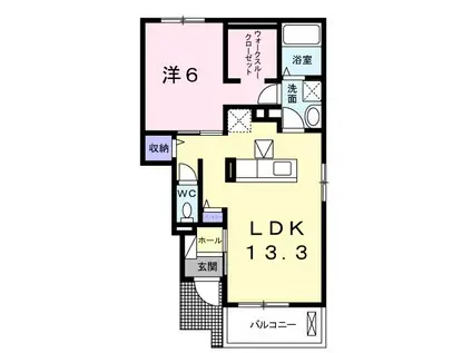 フィオーレ プリート II(1LDK/1階)の間取り写真