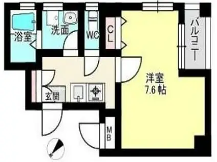 アヴァンセ弁天(1K/3階)の間取り写真