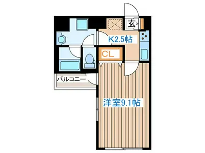 ガーネットヒルズ上杉(1K/3階)の間取り写真