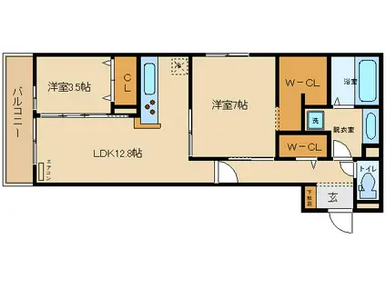 LA FORE(2LDK/3階)の間取り写真