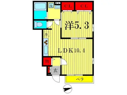 ディアコート(1LDK/1階)の間取り写真