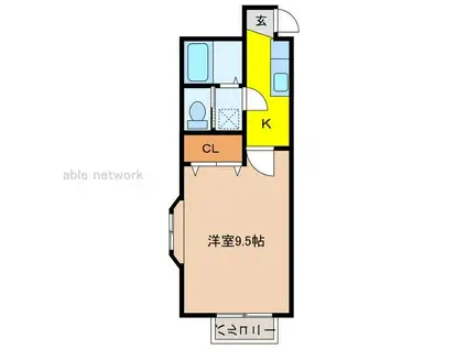 グランディア秋葉(1K/2階)の間取り写真