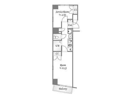ステージファースト神田(1SK/9階)の間取り写真