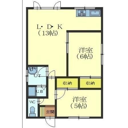 コーポノーブル(2LDK/2階)の間取り写真