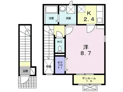 アプローズ(1K/2階)の間取り写真