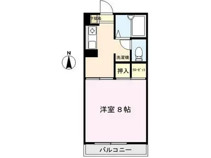 フローラルII(1K/1階)の間取り写真