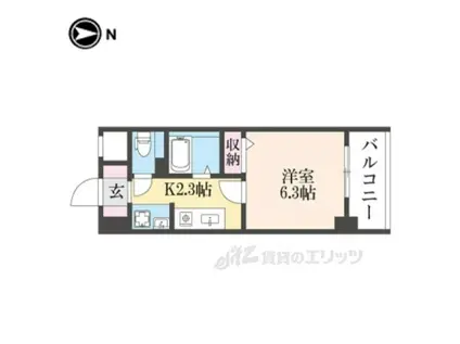 ウエストフィールド(1K/2階)の間取り写真