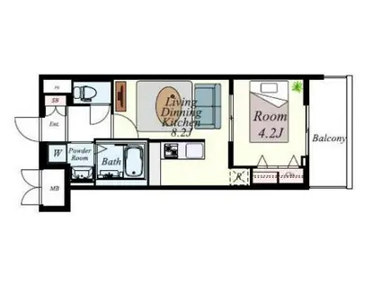 パルク クレール博多(1LDK/7階)の間取り写真