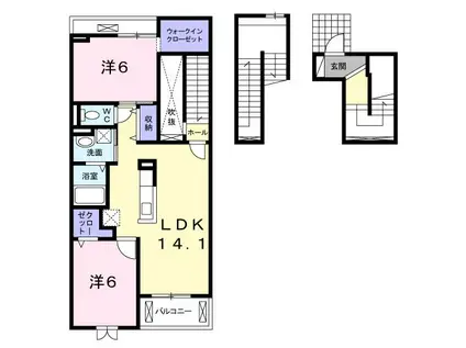 ピュア ウエスト(2LDK/3階)の間取り写真