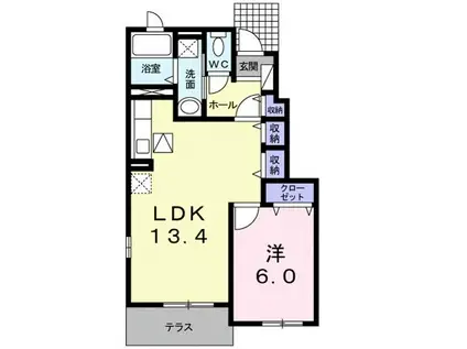 グリーンフィールドTSU(1LDK/1階)の間取り写真