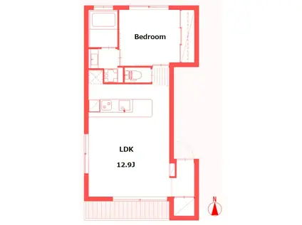 NEXUSヴァンヴェール元住吉(1LDK/2階)の間取り写真