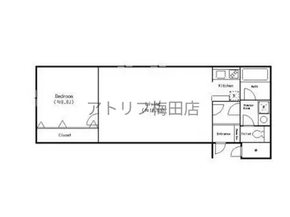 堂島レジデンス(1LDK/13階)の間取り写真
