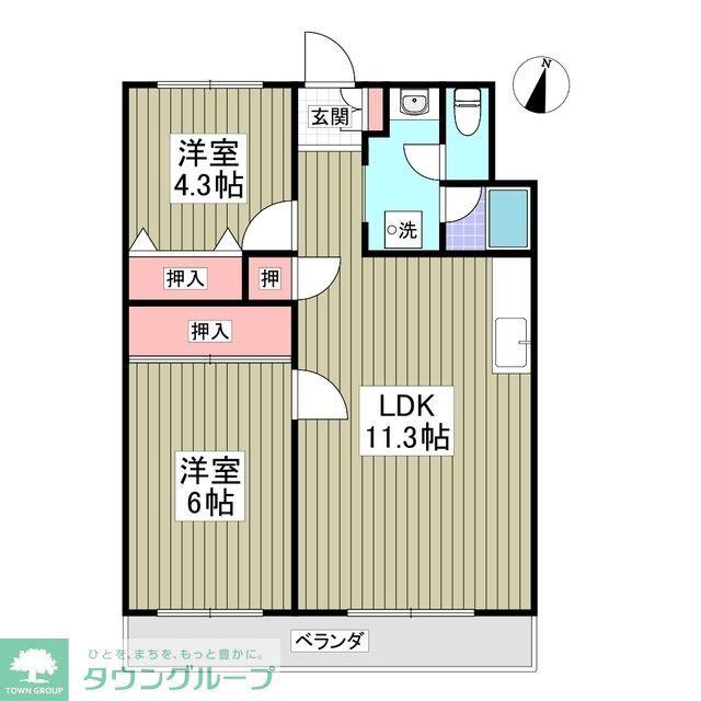 エルシティ103(2DK/1階)の間取り写真