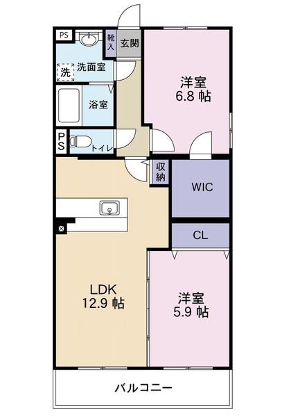 グランストークヴィレッジ(2LDK/4階)の間取り写真