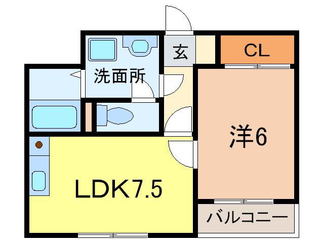 ドムス東栄(1LDK/4階)の間取り写真