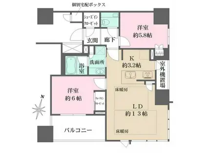 ザ・パークハウス大阪梅田タワー(2LDK/11階)の間取り写真