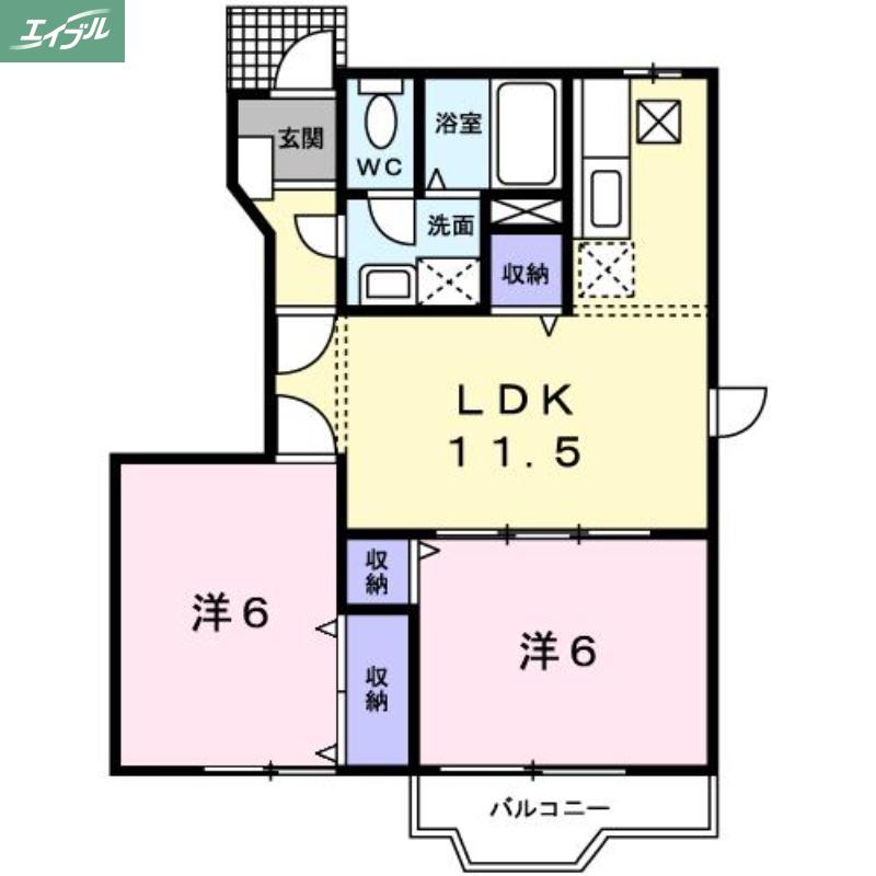 サンライズオアシスC(2LDK/1階)の間取り写真