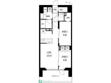 プレディアコート西日暮里(2LDK/12階)の間取り写真