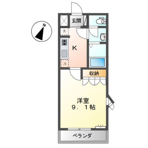 シャトー中之庄(1K/2階)の間取り写真