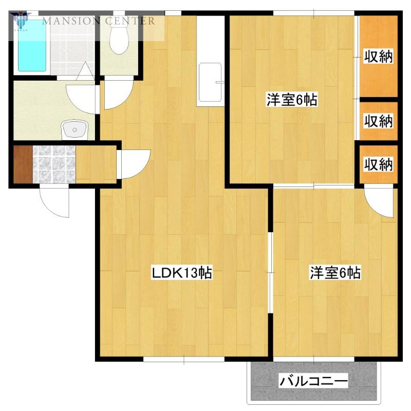 日生オークタウンB棟(2LDK/1階)の間取り写真