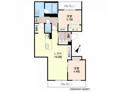 アンビエラ唐湊(2LDK/3階)の間取り写真