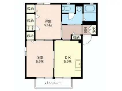  フレグランス八幡(2DK/1階)の間取り写真