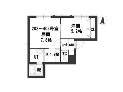 グランメール光(1LDK/2階)の間取り写真