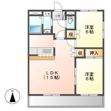 ツインハーティD2(2LDK/2階)の間取り写真