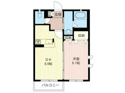 シャーメゾン・スカイ(1LDK/2階)の間取り写真