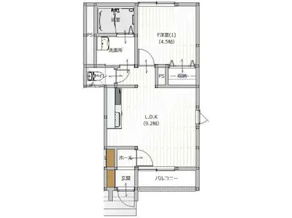 RNKR二枚橋(1LDK/1階)の間取り写真