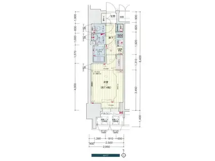 プレサンス桜通ベルノ(1K/4階)の間取り写真