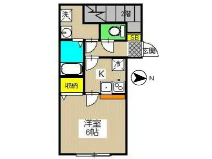 ローズコート代田(1K/1階)の間取り写真