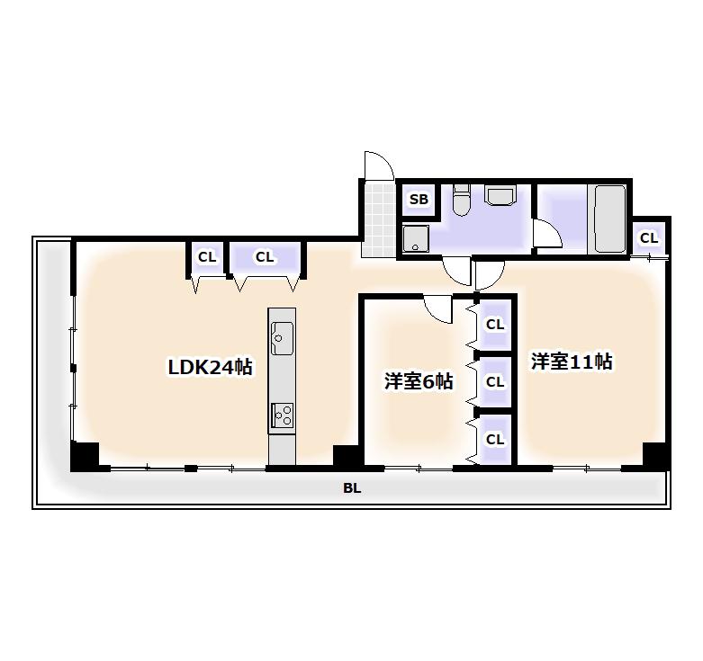 グラスホッパー(2LDK/11階)の間取り写真