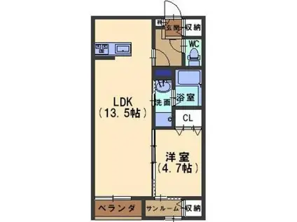 LA・FONTE(1LDK/1階)の間取り写真