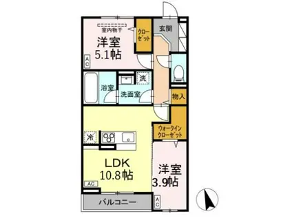 ディーレジデンス府中西府町(2LDK/3階)の間取り写真