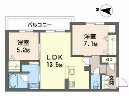 LUMITOILE 久宝寺(2LDK/3階)の間取り写真