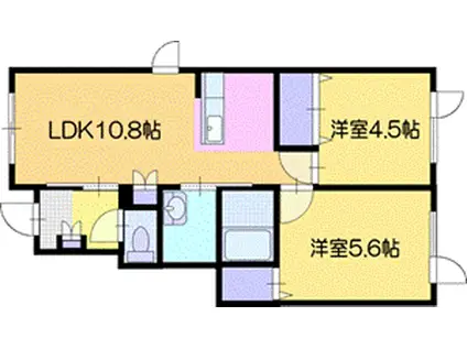 ノーザンパーク千歳(2LDK/1階)の間取り写真