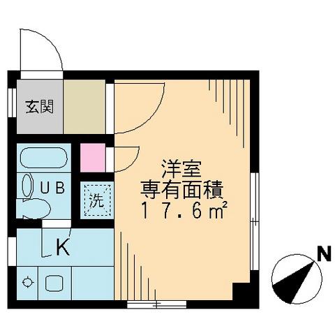 中目黒五番館(1K/1階)の間取り写真
