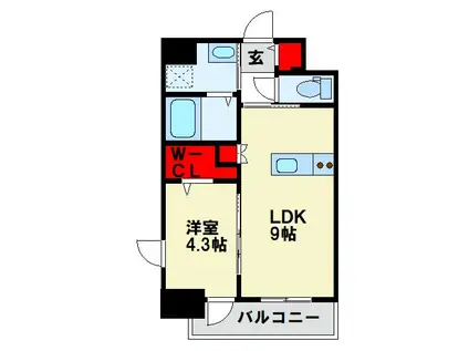 リレア山王(1LDK/2階)の間取り写真
