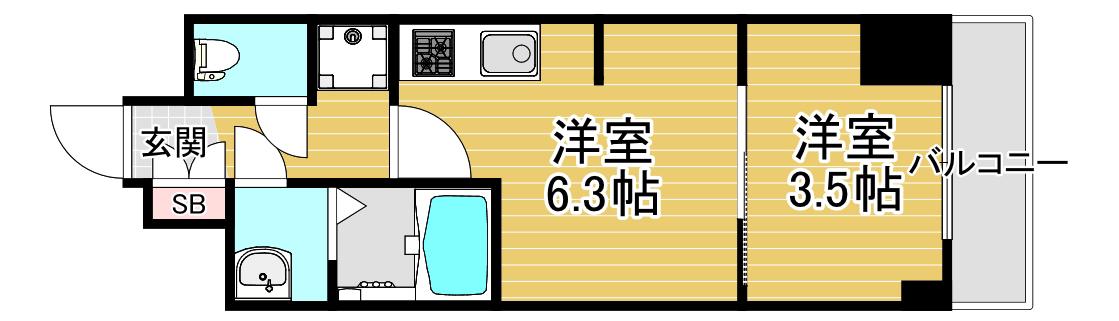 プレサンス福島吉野ミナージ(1DK/7階)の間取り写真