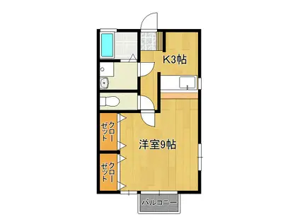 サイエンスヒルズ(1K/2階)の間取り写真