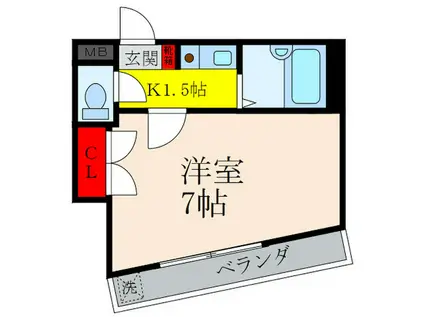 クレスト・コート・ヒロ(1K/2階)の間取り写真