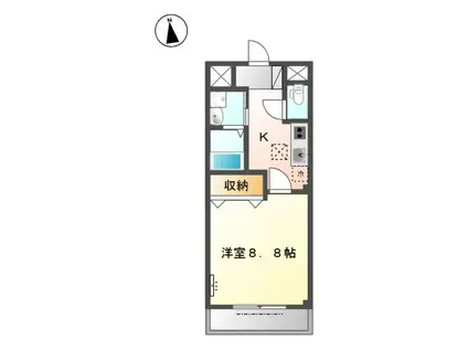 イーストサイド長良(1K/1階)の間取り写真